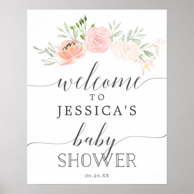 Pastel Blush Baby Shower Welcome Sign (Front)