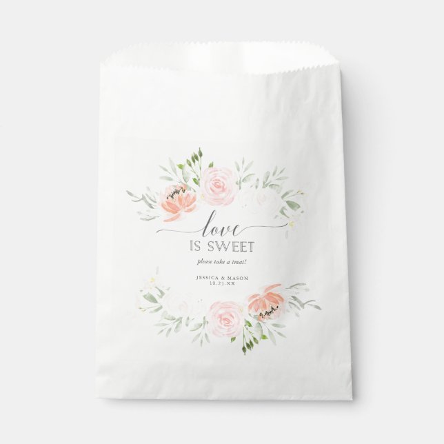 Pastel Blush Bridal Shower Favour Bag Love is Swee (Front)