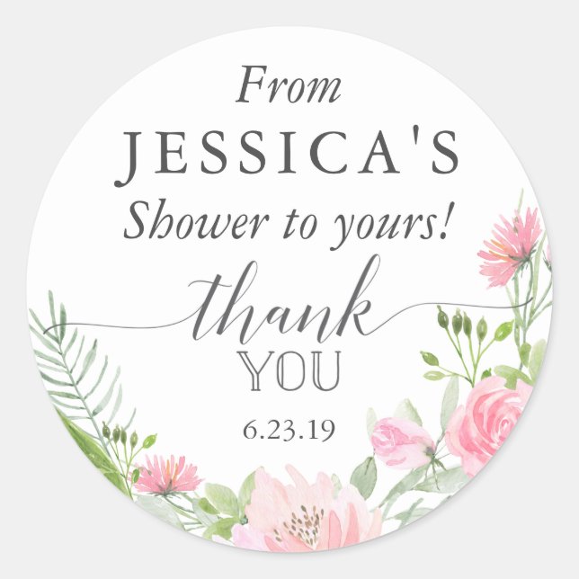 Pastel Blush Favour Sticker - Shower (Front)