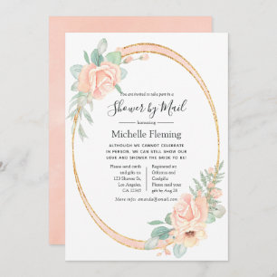 Pastel Blush Floral Baby or Bridal Shower by Mail Invitation