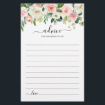 Pastel Blush Floral Botanical Bridal Shower Advice<br><div class="desc">Elegant Blush pink / peach spring floral botanical bridal shower advice card featuring a bouquet of soft pastel watercolor roses, peonies and hydrangeas in shades of blush pink, peach and cream with lush green botanical leaves and eucalyptus leaves. A modern design choice that is perfect for spring and summer sage...</div>