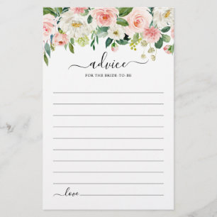 Pastel Blush Floral Botanical Bridal Shower Advice