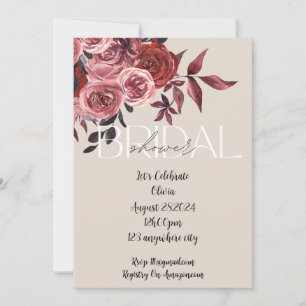 PASTEL BLUSH FLORAL BURGUNDY BRIDAL SHOWER  SAVE THE DATE