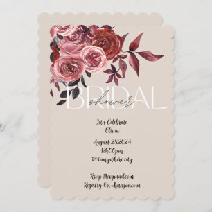 PASTEL BLUSH FLORAL BURGUNDY BRIDAL SHOWER SAVE THE DATE