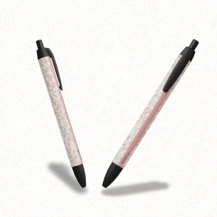 Pastel Blush Floral Custom Name Botanical Print Black Ink Pen