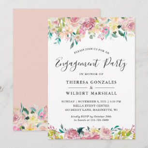 Pastel Blush Floral Engagement Party Invitation