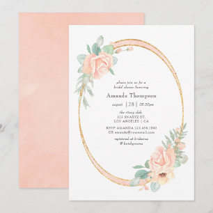 Pastel Blush Floral Geometric Bridal Shower Invitation