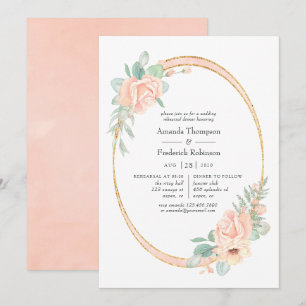 Pastel Blush Floral Geometric Rehearsal Dinner Invitation