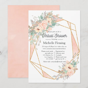 Pastel Blush Floral Geometric Virtual Shower Invitation