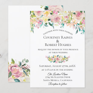 Pastel Blush Floral Wedding Invitation