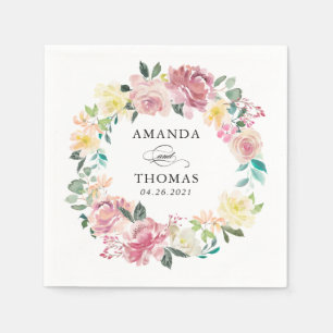 Pastel Blush Floral Wedding Napkins