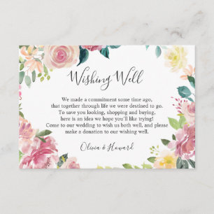 Pastel Blush Floral Wishing Well Enclosure Card