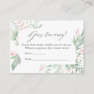 Pastel Blush Greenery Baby Shower Candy Guessing Enclosure Card