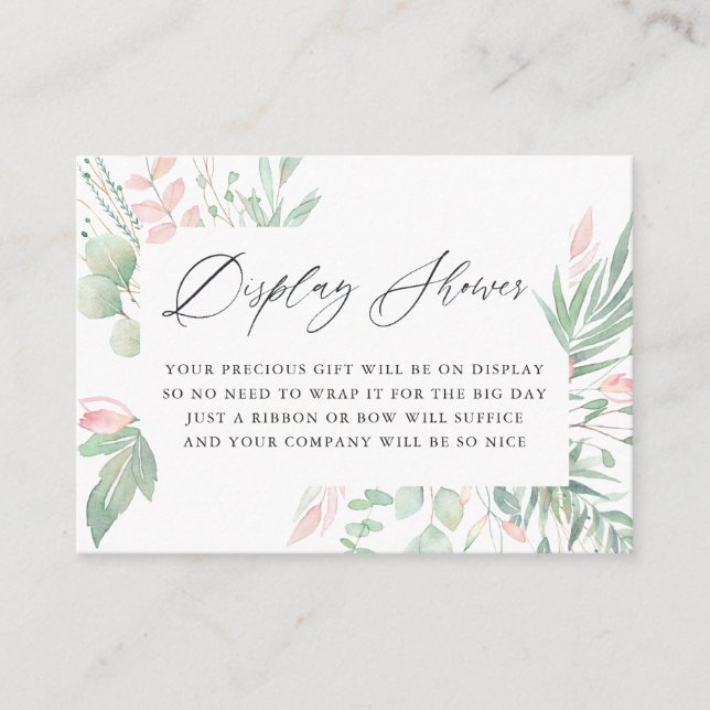 Pastel Blush Greenery Baby Shower Display Shower Enclosure Card (Front)
