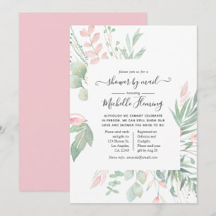 Pastel Blush Greenery Bridal Shower by Mail Invitation