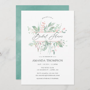 Pastel Blush Greenery Geometric Bridal Shower Invitation
