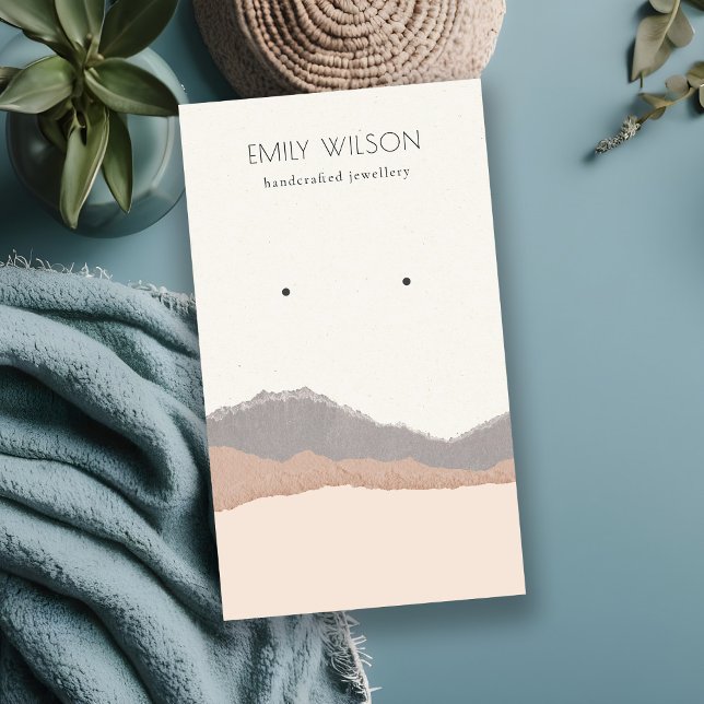 Pastel Blush Kraft Mountain Wave Earring Display Business Card (Creator Uploaded)