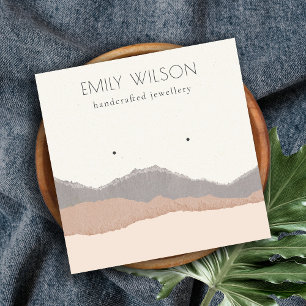 Pastel Blush Kraft Mountain Wave Earring Display Square Business Card