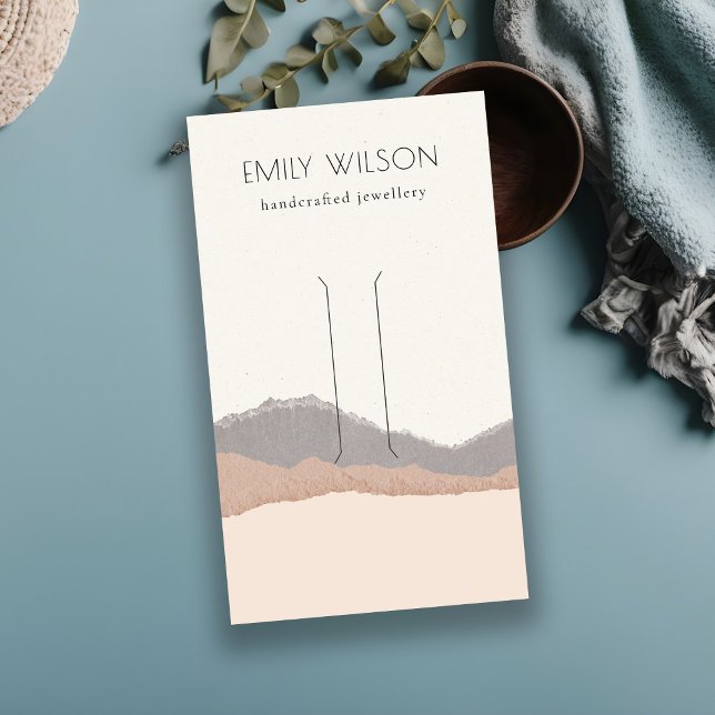 Pastel Blush Kraft Mountain Wave Hair Clip Display Business Card (Creator Uploaded)