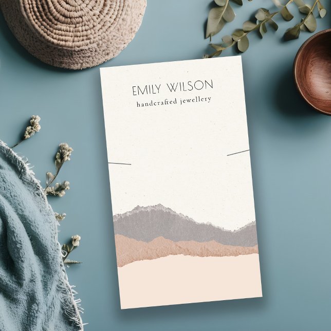 Pastel Blush Kraft Mountain Wave Necklace Display Business Card (Creator Uploaded)