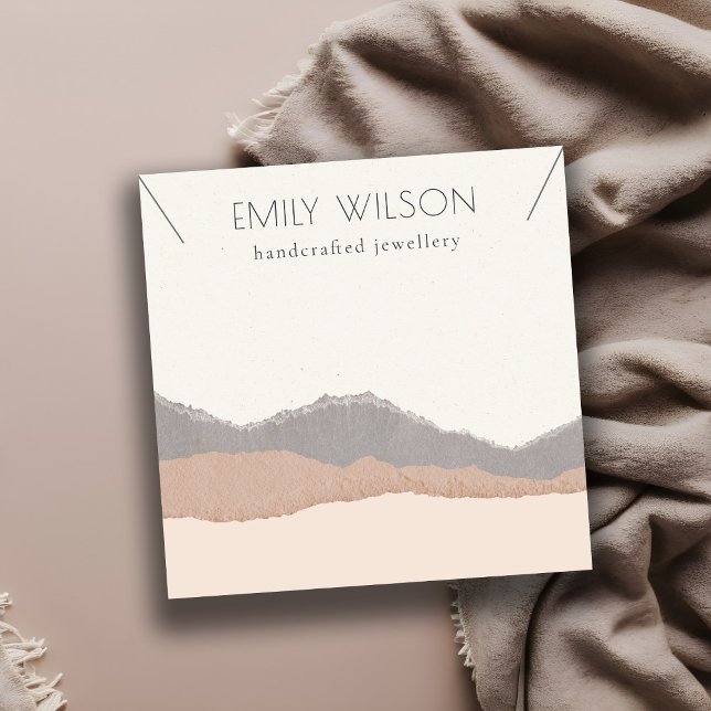 Pastel Blush Kraft Mountain Wave Necklace Display Square Business Card (Creator Uploaded)