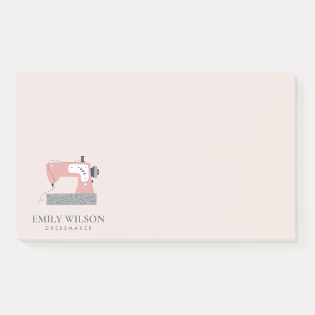 PASTEL BLUSH PEACH GREY PINK SEWING MACHINE TAILOR POST-IT NOTES (Front)