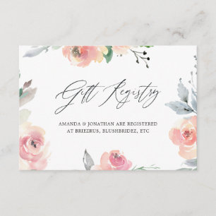 Pastel Blush Pink Bridal Shower Gift Registry Enclosure Card
