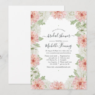 Pastel Blush Pink Dahlia Bridal Shower Invitation