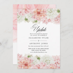 Pastel Blush Pink Dahlia Wedding Update Invitation