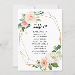 Pastel Blush Pink Floral Botanical Seating Chart Invitation