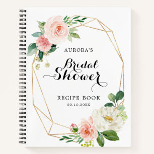 Pastel Blush Pink Floral Bridal Shower Recipe Book