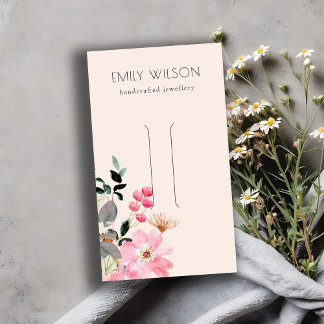 Pastel Blush Pink Floral Bunch Hair Clip Display Business Card