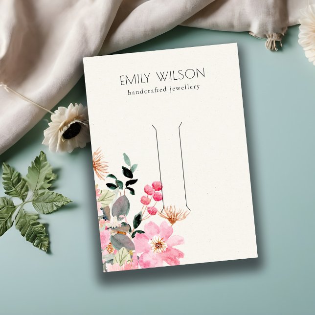 Pastel Blush Pink Floral Bunch Hair Clip Display Business Card (Creator Uploaded)