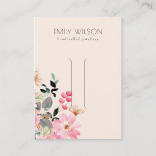 Pastel Blush Pink Floral Bunch Hair Clip Display Business Card