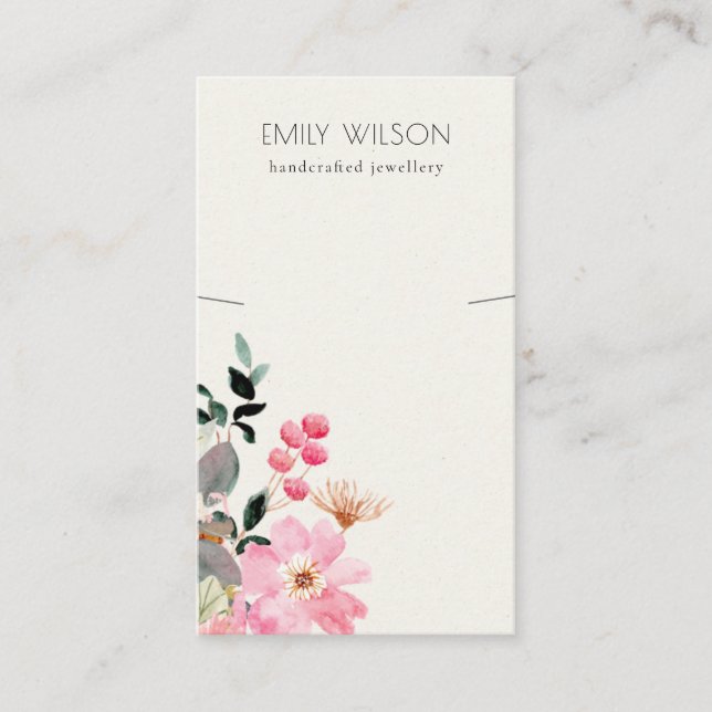 Pastel Blush Pink Floral Bunch Necklace Display Business Card (Front)
