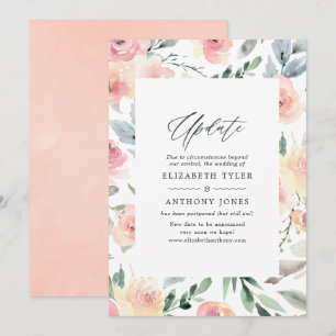 Pastel Blush Pink Floral Wedding Update Invitation