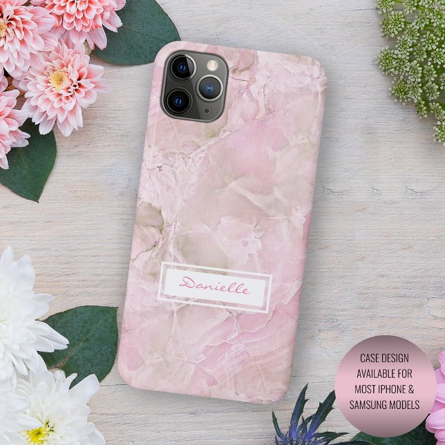 Pastel Blush Pink Gray Agate Marble Art Pattern Case-Mate iPhone Case (Creator Uploaded)