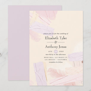 Pastel Blush Pink & Lavender Paint Splash Wedding Invitation