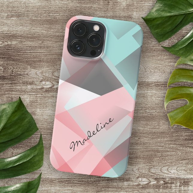 Pastel Blush Pink Mint Green Grey Mosaic Pattern Case-Mate iPhone Case (Creator Uploaded)
