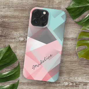 Pastel Blush Pink Mint Green Grey Mosaic Pattern iPhone 16 Pro Max Case