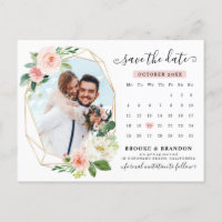 Pastel Blush Pink Photo Calendar Save the Date