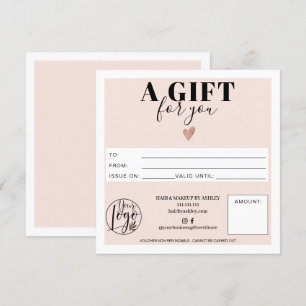 Pastel blush pink square gift certificate logo