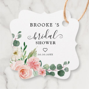 Pastel Blush Pretty Pink Botanical Bridal Shower Favour Tags
