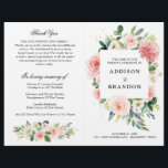Pastel Blush Pretty Pink Botanical Wedding Program<br><div class="desc">Elegant Blush pink / peach spring floral botanical wedding program featuring a bouquet of soft pastel watercolor roses, peonies and hydrangeas in shades of blush pink, peach and cream with lush green botanical leaves and eucalyptus leaves. A modern design choice that is perfect for spring and summer sage blush pink...</div>