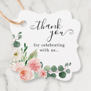 Pastel Blush Pretty Pink Floral Botanical Wedding Favour Tags