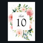 Pastel Blush Pretty Pink Floral Botanical Wedding Table Number<br><div class="desc">Elegant Blush pink / peach spring floral botanical wedding table number featuring a bouquet of soft pastel watercolor roses, peonies and hydrangeas in shades of blush pink, peach and cream with lush green botanical leaves and eucalyptus leaves. A modern design choice that is perfect for spring and summer sage blush...</div>