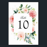 Pastel Blush Pretty Pink Floral Botanical Wedding Table Number<br><div class="desc">Elegant Blush pink / peach spring floral botanical wedding table number featuring a bouquet of soft pastel watercolor roses, peonies and hydrangeas in shades of blush pink, peach and cream with lush green botanical leaves and eucalyptus leaves. A modern design choice that is perfect for spring and summer sage blush...</div>