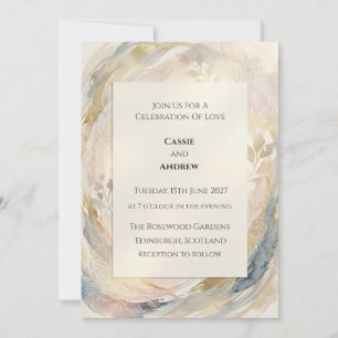 Pastel Blush Sage Floral Wedding Invitation