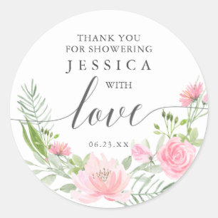 Pastel Blush Shower Favour Sticker