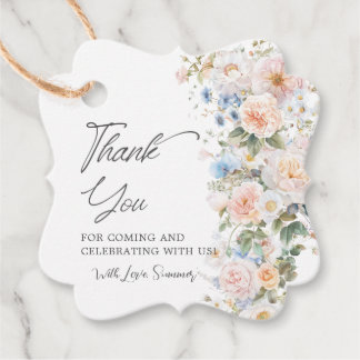 Pastel Blush White Blue Floral Bridal Baby Shower Favour Tags